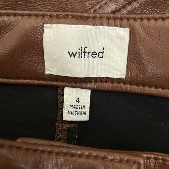 Wilfred Aritzia The Melina High Waisted Vegan Leather Pants in Cognac size 4 - Picture 11 of 12